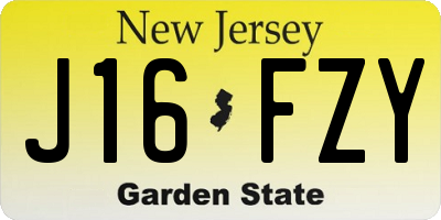 NJ license plate J16FZY