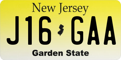 NJ license plate J16GAA