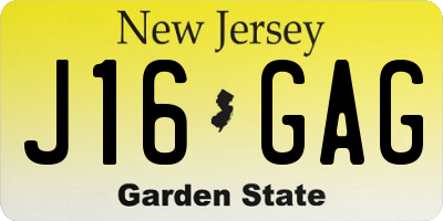 NJ license plate J16GAG
