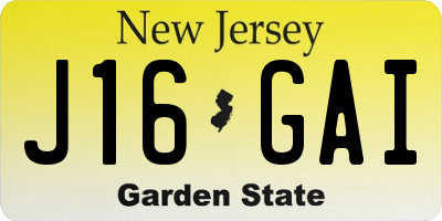 NJ license plate J16GAI