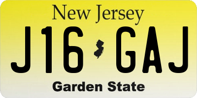 NJ license plate J16GAJ