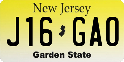 NJ license plate J16GAO