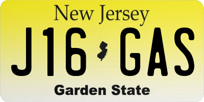 NJ license plate J16GAS