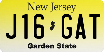 NJ license plate J16GAT