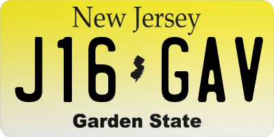 NJ license plate J16GAV