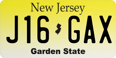 NJ license plate J16GAX
