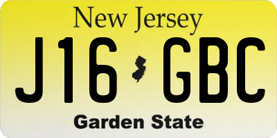 NJ license plate J16GBC