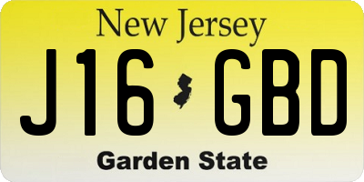 NJ license plate J16GBD
