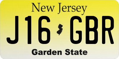 NJ license plate J16GBR