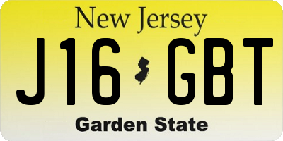 NJ license plate J16GBT