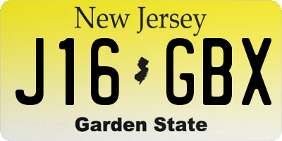 NJ license plate J16GBX