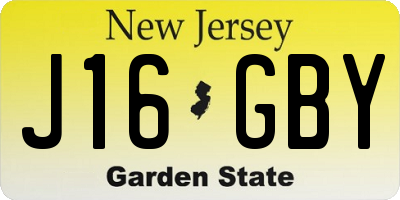 NJ license plate J16GBY