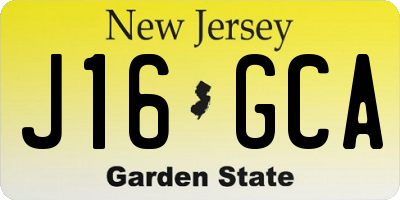 NJ license plate J16GCA