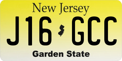 NJ license plate J16GCC