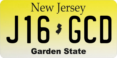 NJ license plate J16GCD