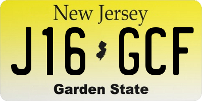 NJ license plate J16GCF