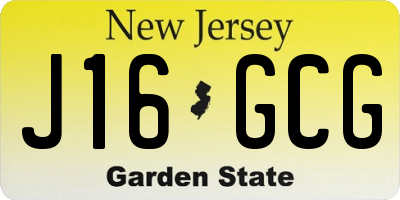 NJ license plate J16GCG