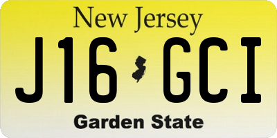 NJ license plate J16GCI