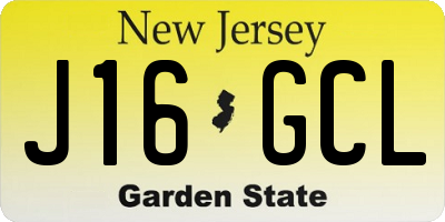 NJ license plate J16GCL