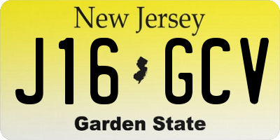 NJ license plate J16GCV
