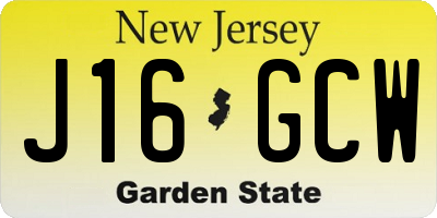 NJ license plate J16GCW