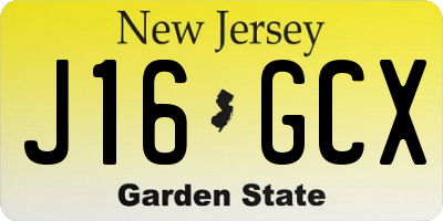 NJ license plate J16GCX