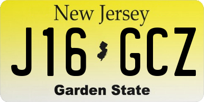 NJ license plate J16GCZ