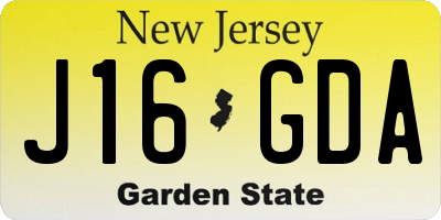 NJ license plate J16GDA