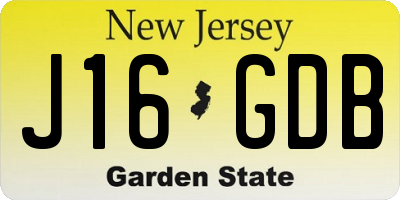 NJ license plate J16GDB