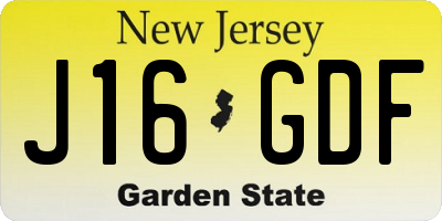 NJ license plate J16GDF