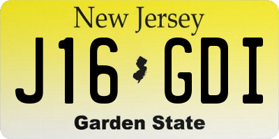 NJ license plate J16GDI