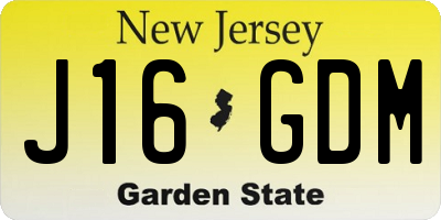 NJ license plate J16GDM