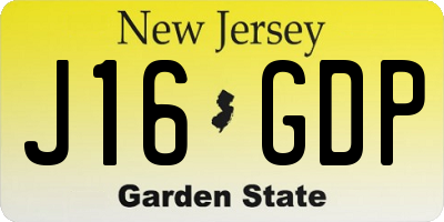 NJ license plate J16GDP