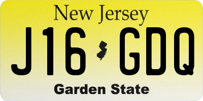 NJ license plate J16GDQ