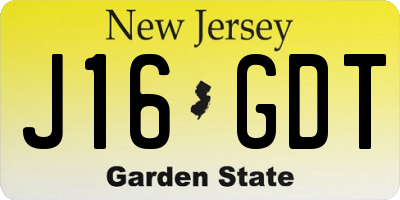 NJ license plate J16GDT