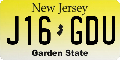 NJ license plate J16GDU