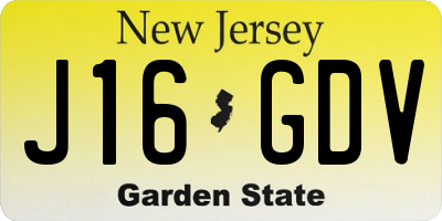NJ license plate J16GDV