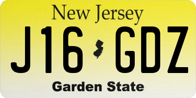 NJ license plate J16GDZ