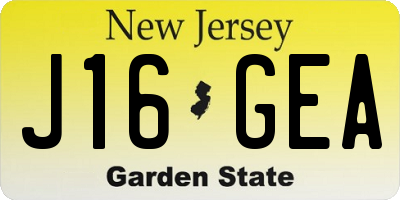 NJ license plate J16GEA