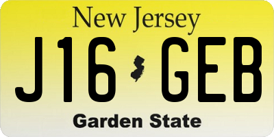 NJ license plate J16GEB