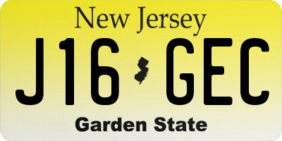 NJ license plate J16GEC