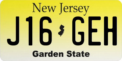 NJ license plate J16GEH
