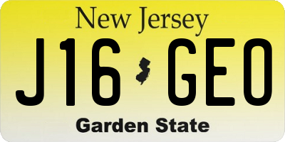 NJ license plate J16GEO