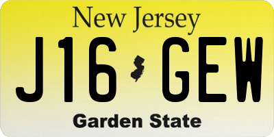 NJ license plate J16GEW