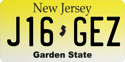 NJ license plate J16GEZ