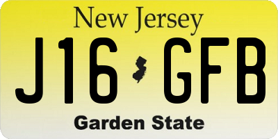 NJ license plate J16GFB