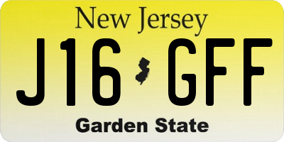 NJ license plate J16GFF