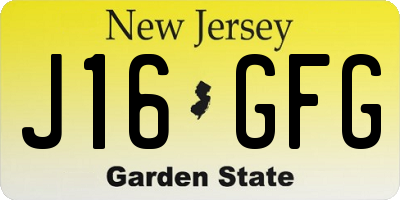 NJ license plate J16GFG