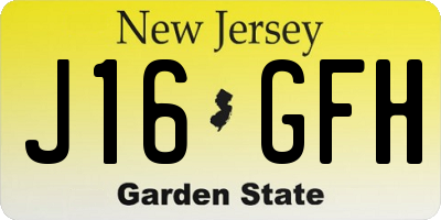 NJ license plate J16GFH
