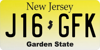 NJ license plate J16GFK